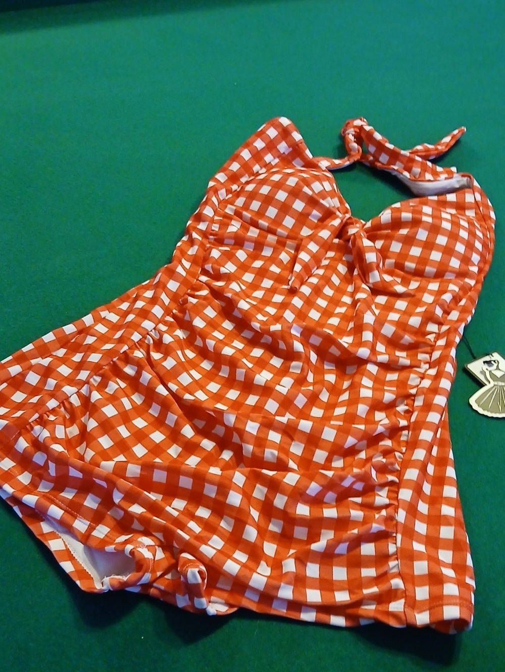 Cherry Red And White Vintage Style One Piece Swimsuit